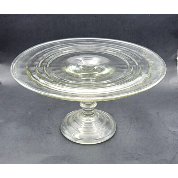 Vintage Clear Glass Pedestal Cake Stand 12.5x7" - Picture 1 of 8